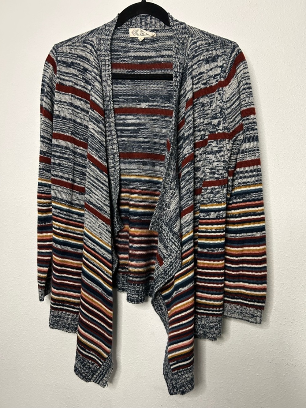 Pink Rose Multicolor Striped Open-Front Cardigan